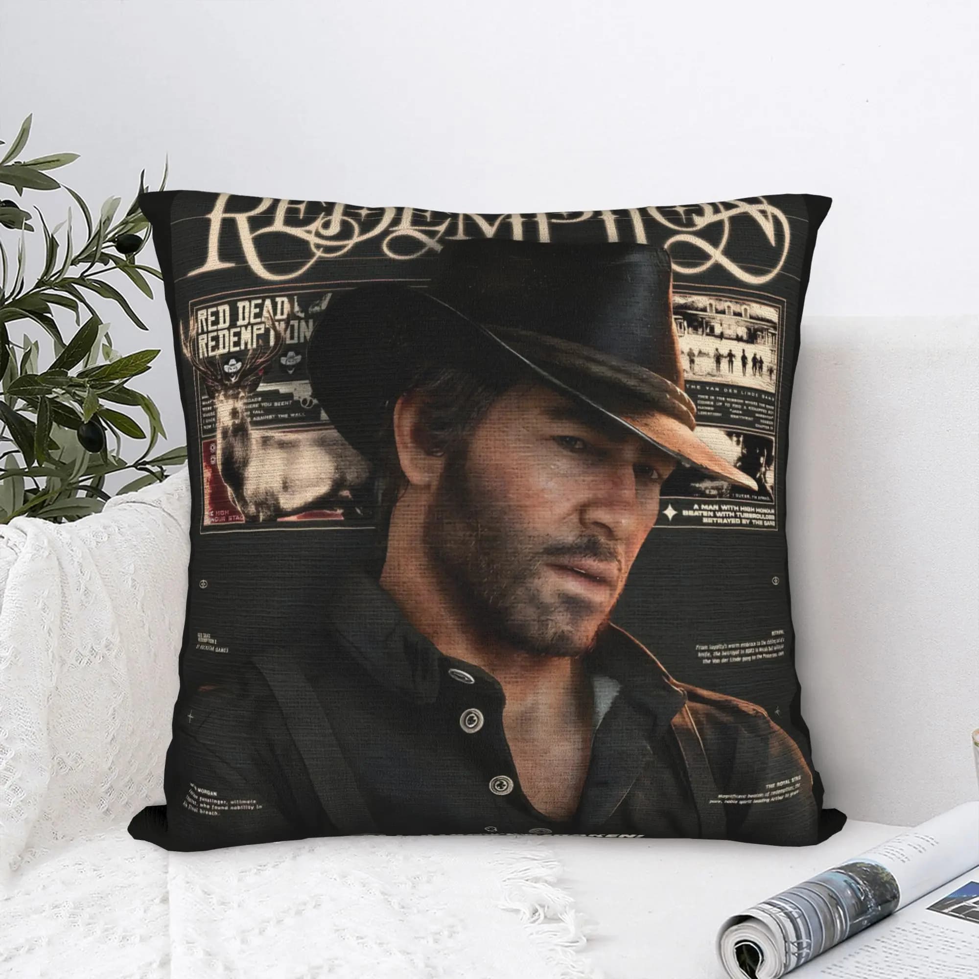 Red Dead Redemption Pillowcase Printing Polyester Cushion Cover Decorative Arthur Morgan Pillow Case Cover Sofa Zippered 40X40cm