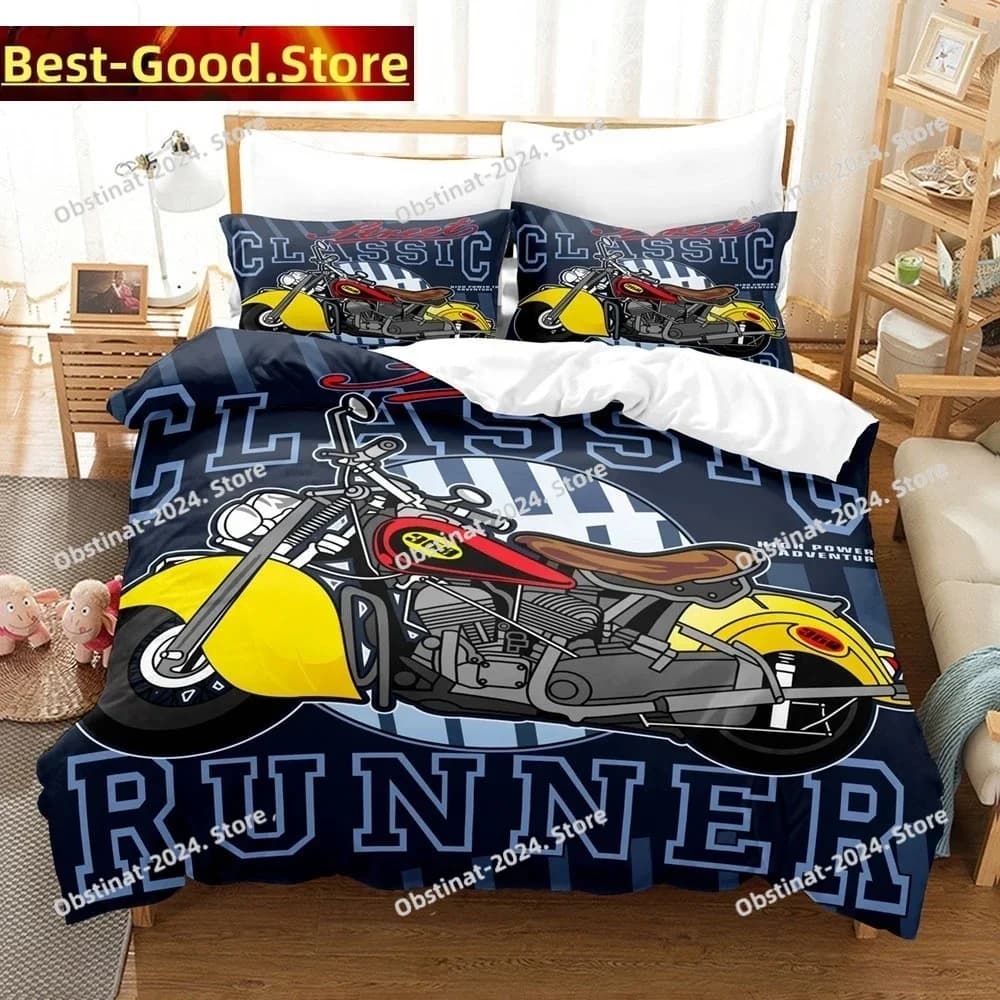 Set copripiumino per moto Dirt Bike Tema sportivo estremo per ragazzo ragazza Motocross Racer Set biancheria da letto in poliestere King Queen Size