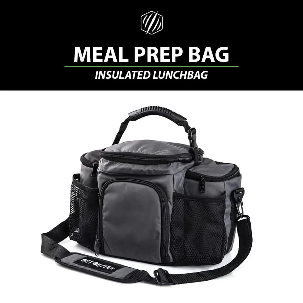 Borsa termica per il pranzo da uomo, resistente e grande, con 3 contenitori impilabili e impacco di ghiaccio, impermeabile, lavabile in lavastoviglie