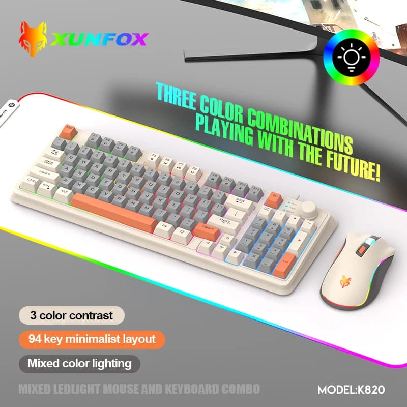 K820 Wired Gaming Keyboard USB Set Mouse Male Office Keyboard for Desktop/Laptop Lighted