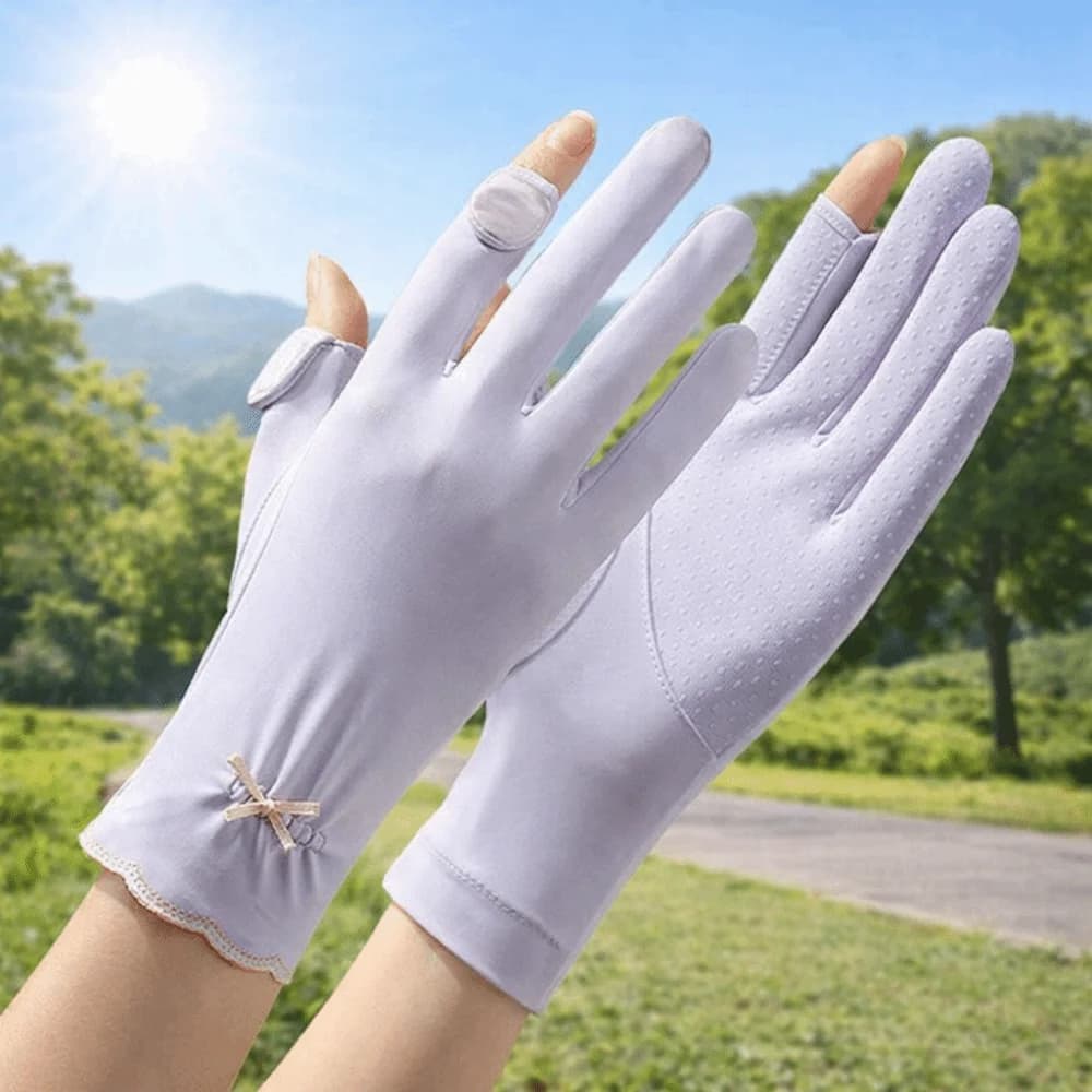 Guanti Protettivi Solari da Donna Anti-UV Sottili in Seta Ghiaccio, Guanti da Ciclismo Traspiranti ad Asciugatura Rapida per Guida Estiva