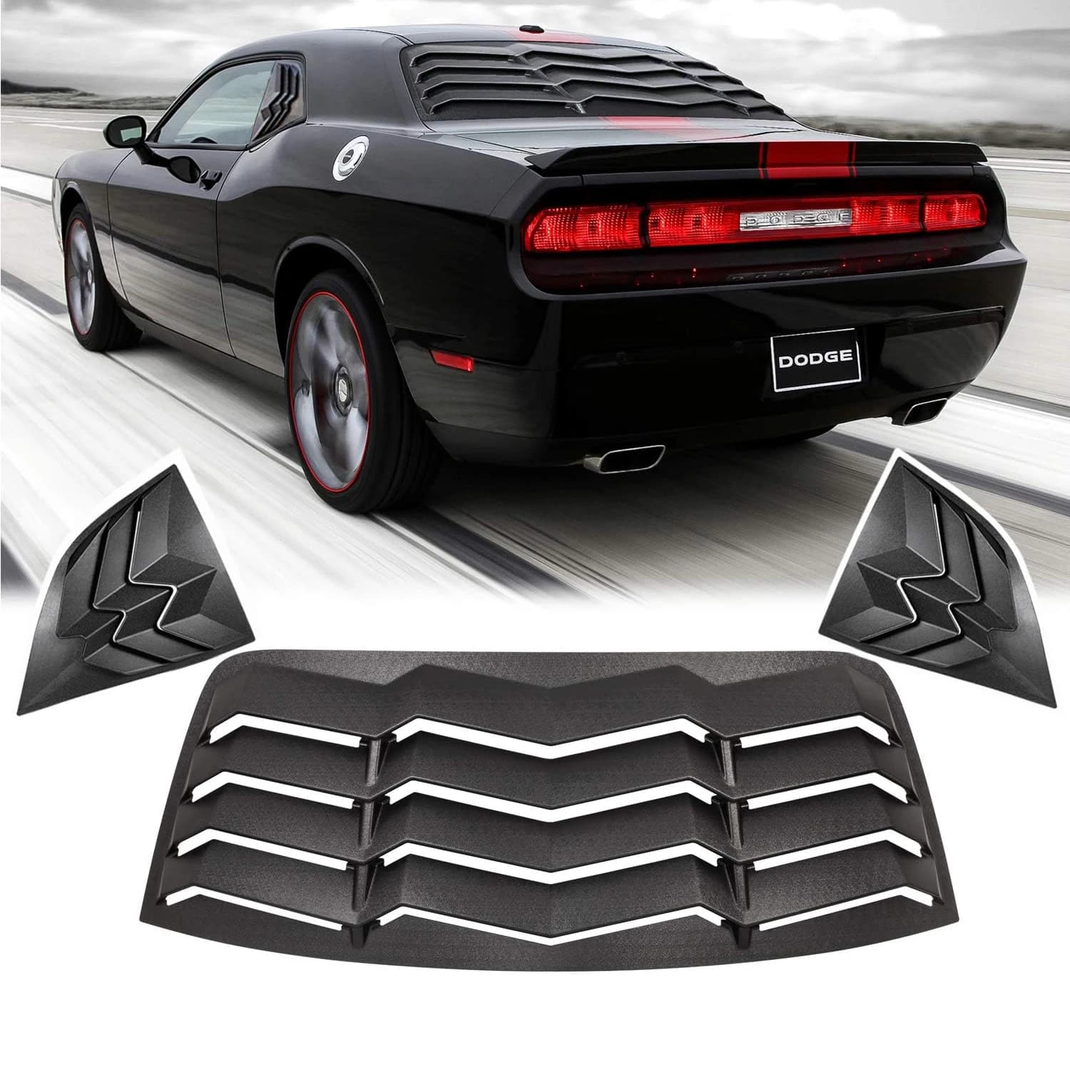 Parabrezza Parasole Copertura ABS Nero Opaco Finestre Posteriori e Laterali Adatto per Dodge Challenger 2008 - 2023