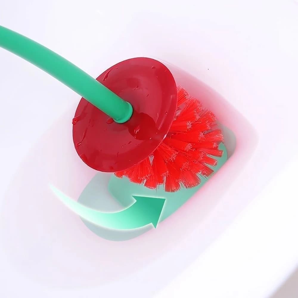 1 pz scopino per WC a forma di ciliegia manico lungo spazzola per la pulizia del bagno rimozione macchie spazzola per WC strumento per la pulizia della casa