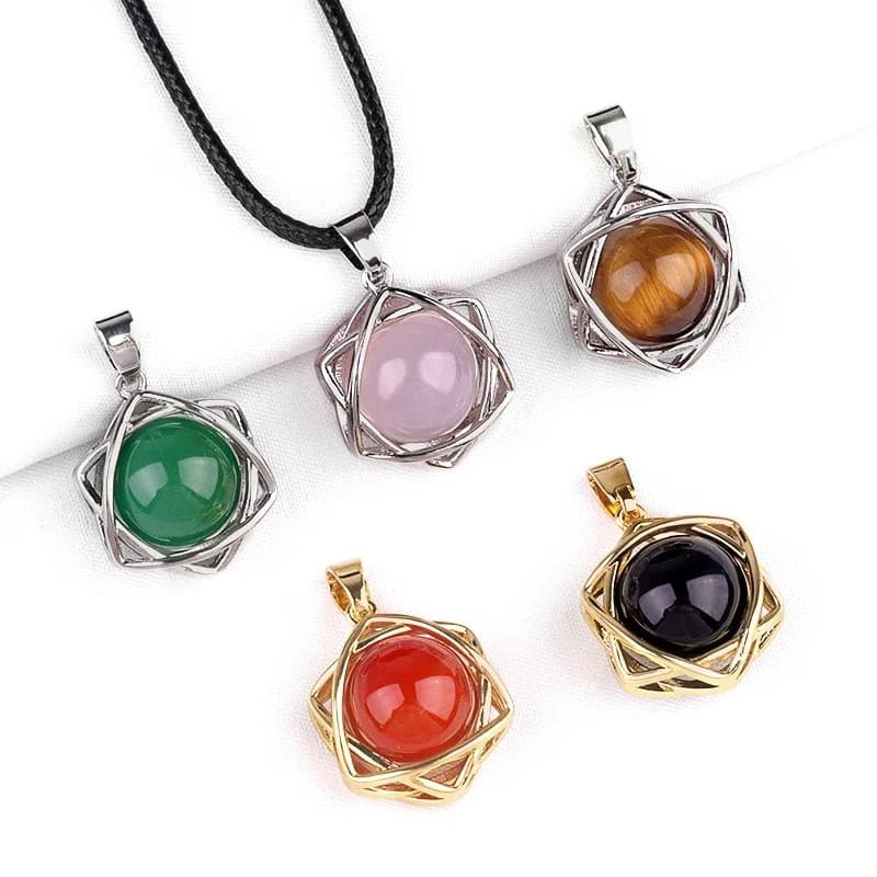 Reiki pendants in the shape of a six-pointed star 16x20mm Natural semi-precious stone Ametiste Tiger eye to make earrings with necklaces