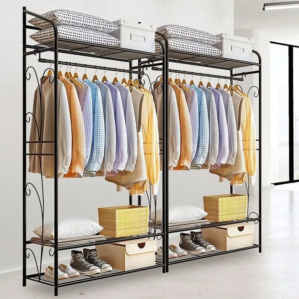 Armadio Aperto in Metallo, Appendiabiti Semplice, Organizzatore per Vestiti e Scarpe, Decorazioni e Costumi di Halloween
