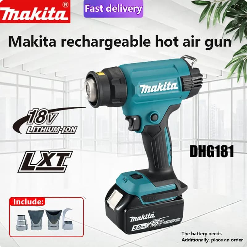 Pistola Termica a Batteria Makita DHG181Z 18V LXT, Utensile Elettrico al Litio 150-550ºC per Termoretraibile e Adesivi Trasparenti