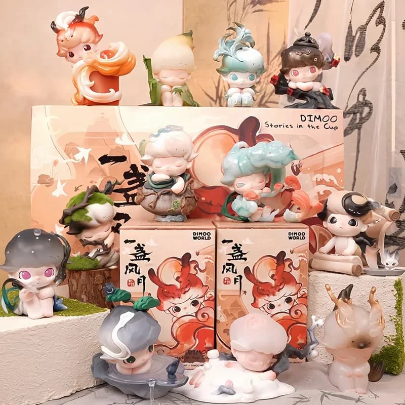 Genuino POP MART Dimoo Stories In The Cup Series Action Figure Giocattoli Simpatiche bambole Dimoo Collezione di moda alla moda Regalo a sorpresa