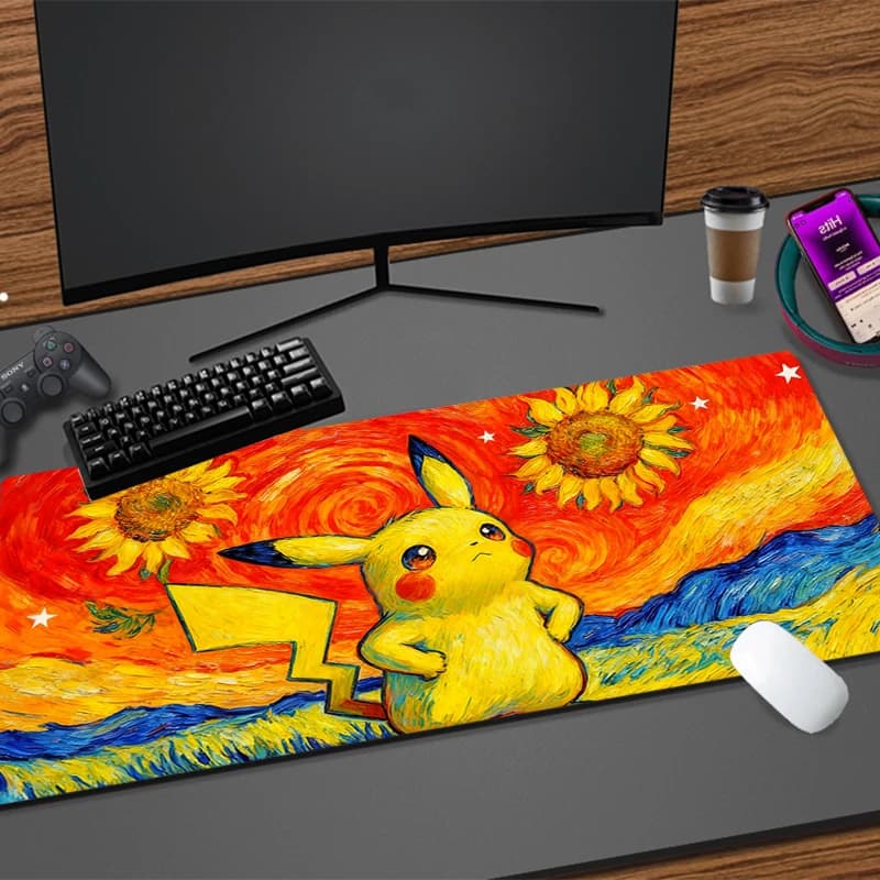 Tappetino per mouse grande Pokemon Pikachu Gengar Gamer, tappetino per tastiera e mouse per PC, tappetino da scrivania, tappetino da gioco per CS GO LOL