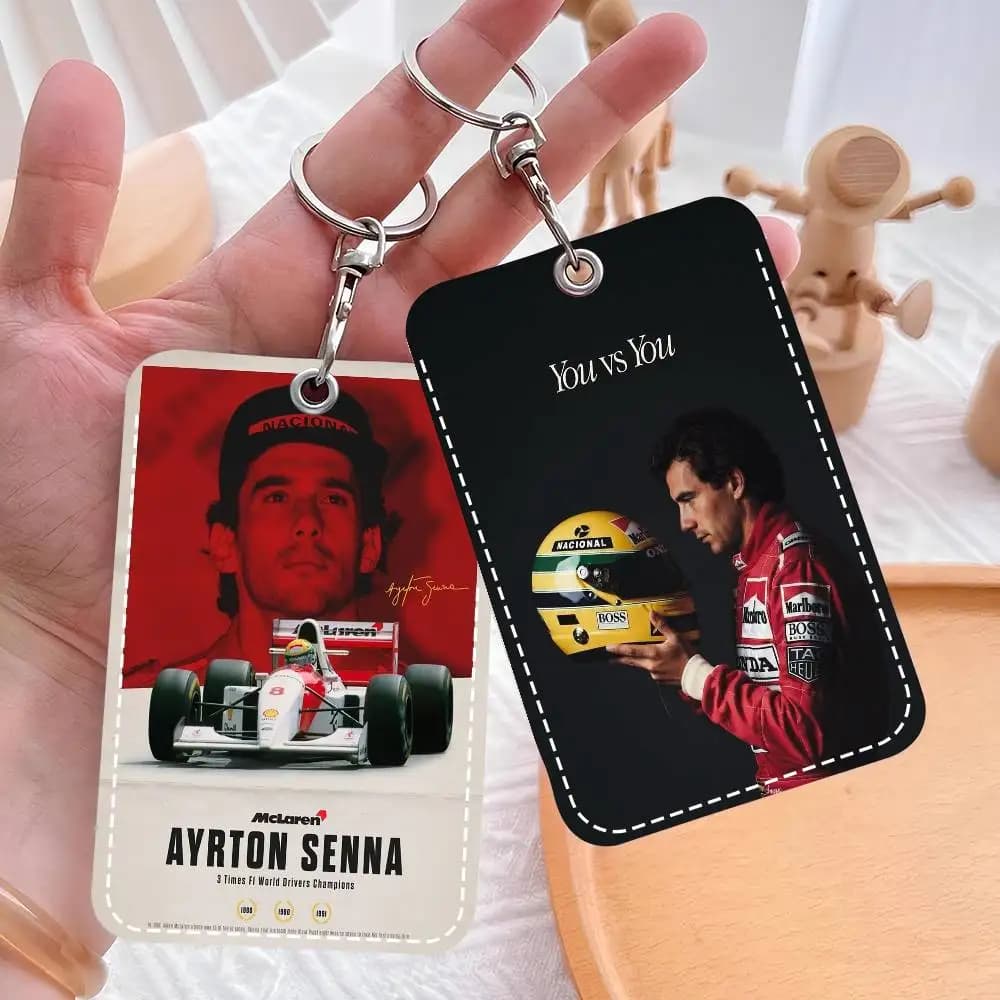 1PC F1 Ayrton Tacing Driver Senna Elegante custodia per carte in pelle con portachiavi, portafoglio leggero per l'uso quotidiano
