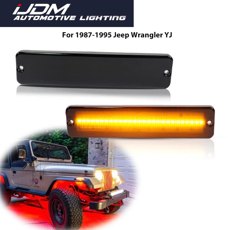 Per 1987-1995 Jeep Wrangler ambra/bianco LED auto paraurti anteriore indicatore di direzione laterale luci parafango Flare lampade indicatore di direzione