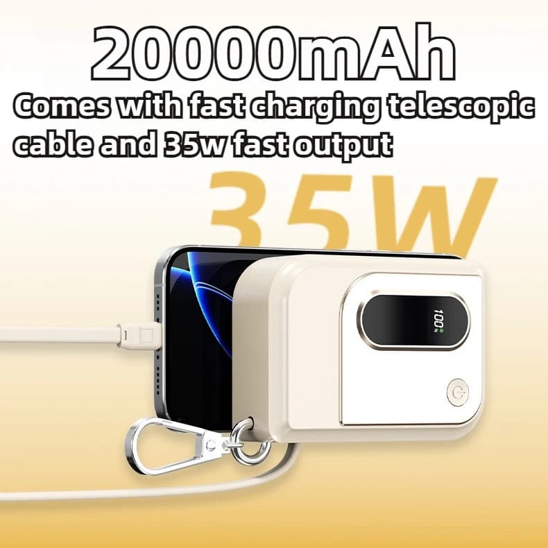 Power Bank con presa a muro: ricarica rapida da 10.000 mAh 35 W con cavo e fibbia retrattili, collegare e ricarica istantaneamente, senza cavo per i viaggi