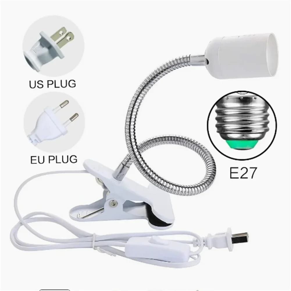 Portalampada da scrivania con clip E27 Portalampada da scrivania flessibile da 360 gradi Clip-on per cavo Lampadina Morsetto per lampada da scrivania Supporto per lampadina
