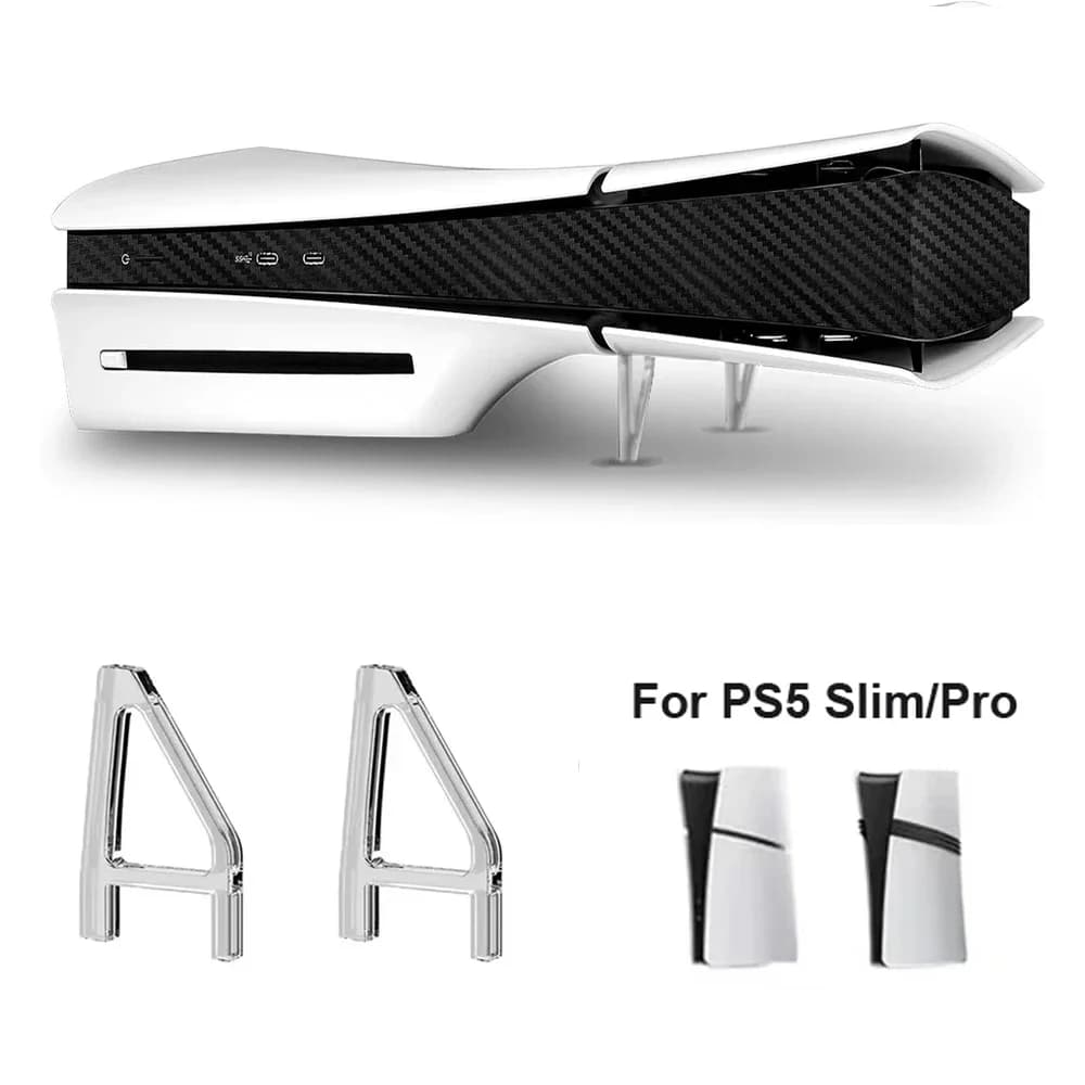 Supporto orizzontale trasparente da 2 pezzi per PS5 Slim / Pro Supporto base triangolare in acrilico Supporto di stoccaggio per accessori PS5 Slim