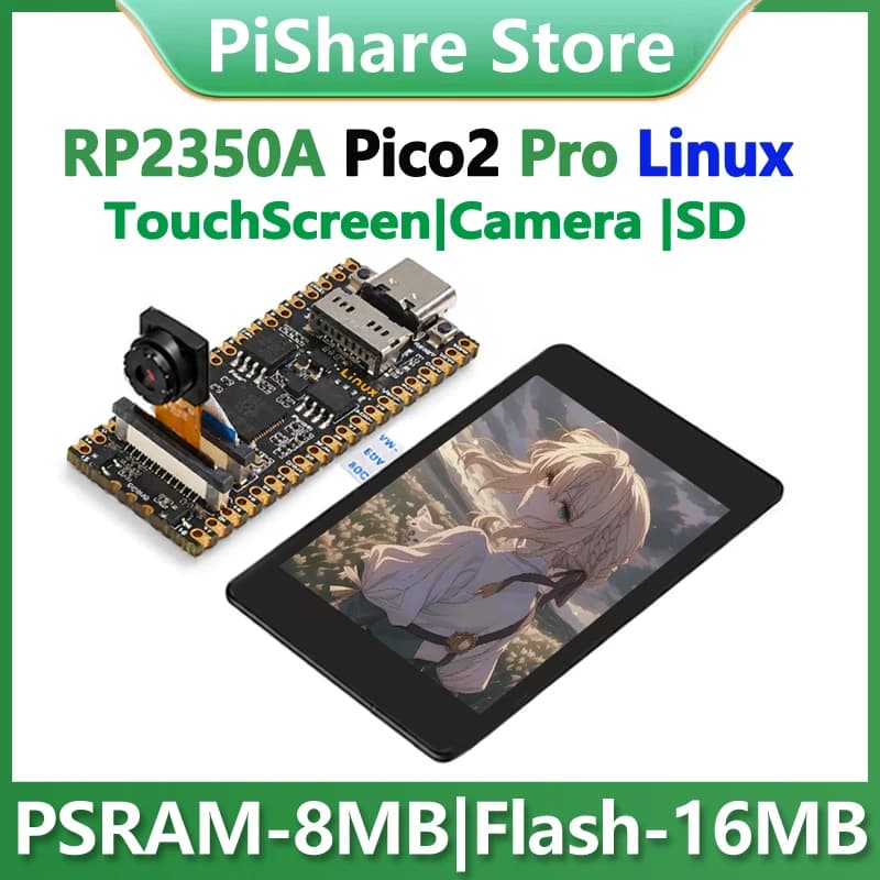Raspberry Pi Pico 2 Pro RP2350A Linux N16R8 PSRAM-8MB Development Board Display TouchScreen Camera Dual-core & Dual-architecture