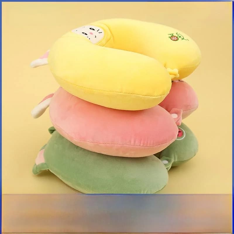 Cuscino a U in Memory Foam con Design Cartone Animato, Supporto per il Collo, per Studenti, Pisolino, Viaggio, Regolabile, Terapeutico per Bambini, per Soggiorno