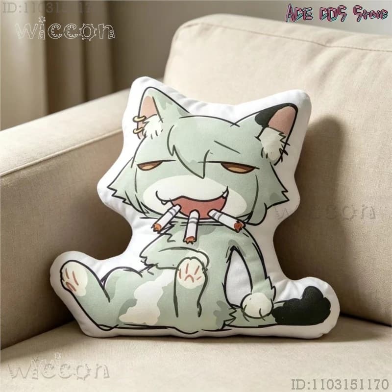 Cosplays Chainsmoker Cat Yaniko Satou 40cm Throw Pillow – Decorative Cushion Halloween Home Sofa Bed Gift