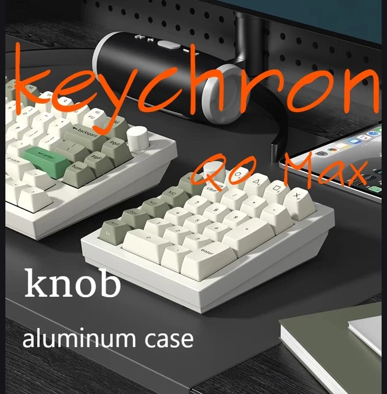 Keychron Q0 Max QMK Copritasti con tastierino numerico meccanico wireless trimodale con manopola Bluetooth 2.4G Copritasti QMK/VIA e custodia in alluminio