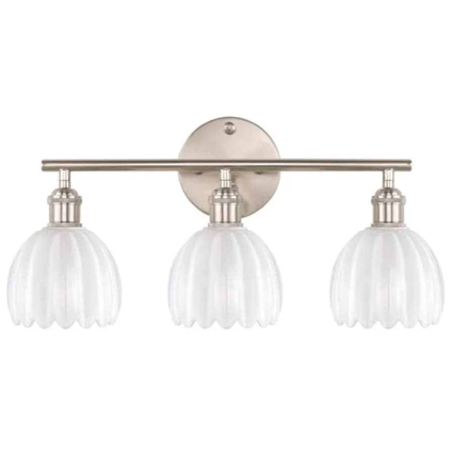 Lampada da parete per bagno, applique da parete sopra lo specchio con paralume in vetro a forma di tulipano bianco per camera da letto, soggiorno, lampadina non inclusa.