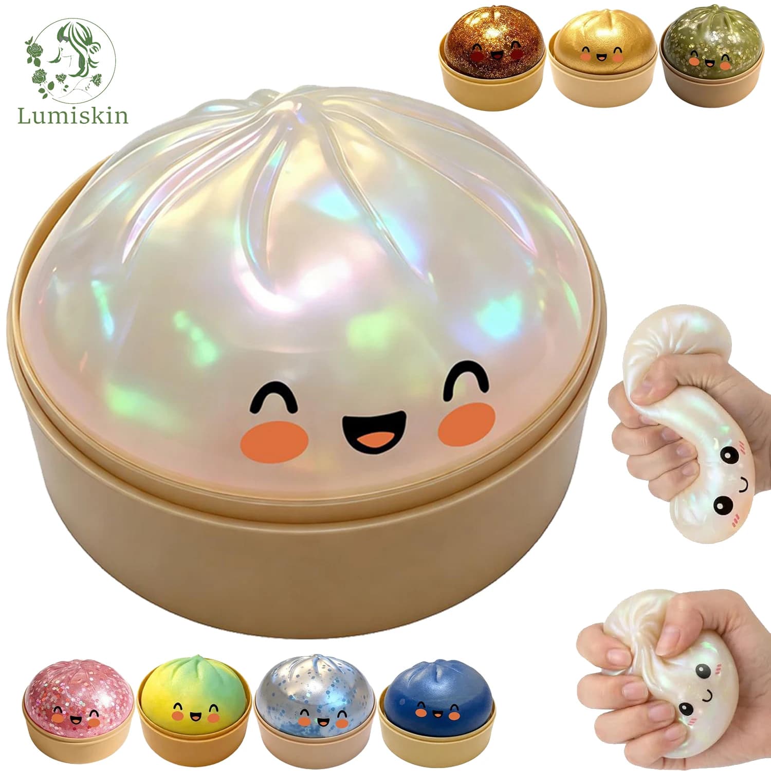 Nuovo 2026 Squishy a forma di gnocco con glitter, morbido, a lento ritorno, giocattolo sensoriale antistress, palline antistress per alleviare l'ansia, fidget, compleanno