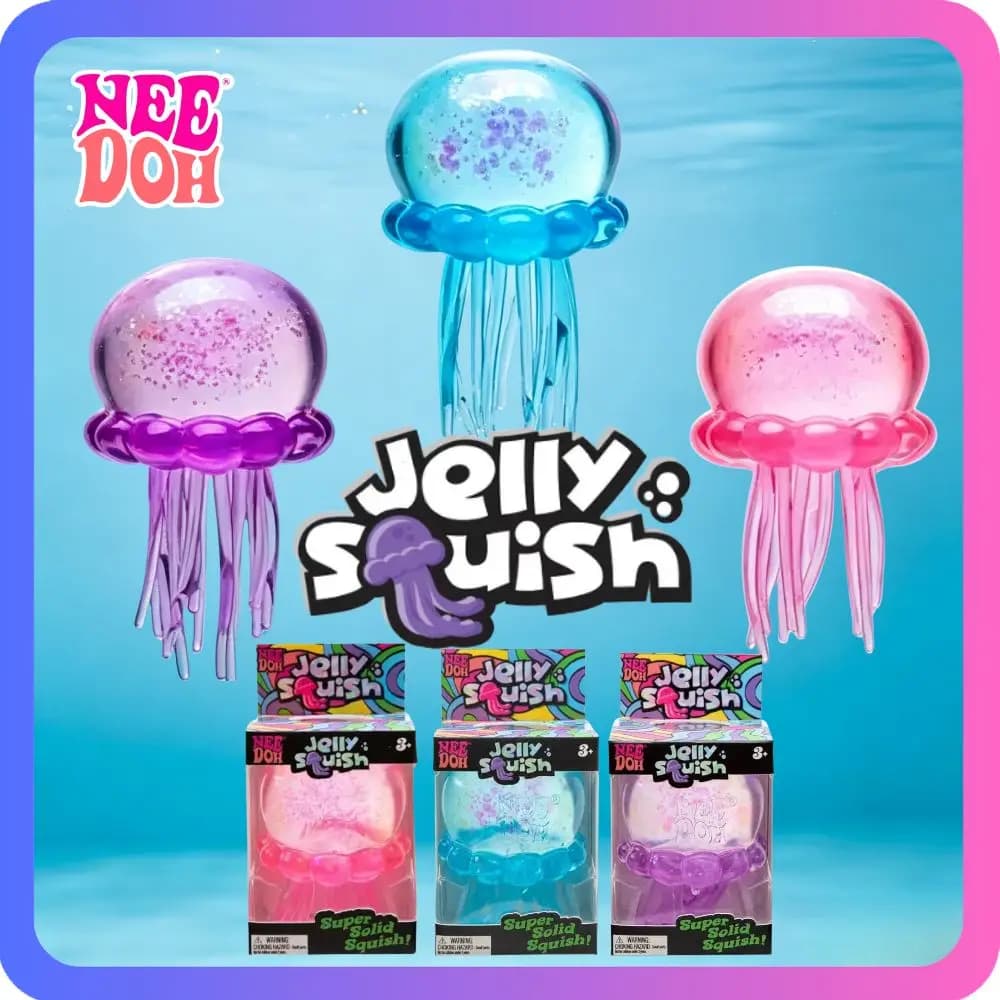Schylling Needoh Fuzz Ball Jellyfish Squishy Blind Box Random Color Soft Stress Relief Toy Cute Relaxing Squeeze Sensory Toy