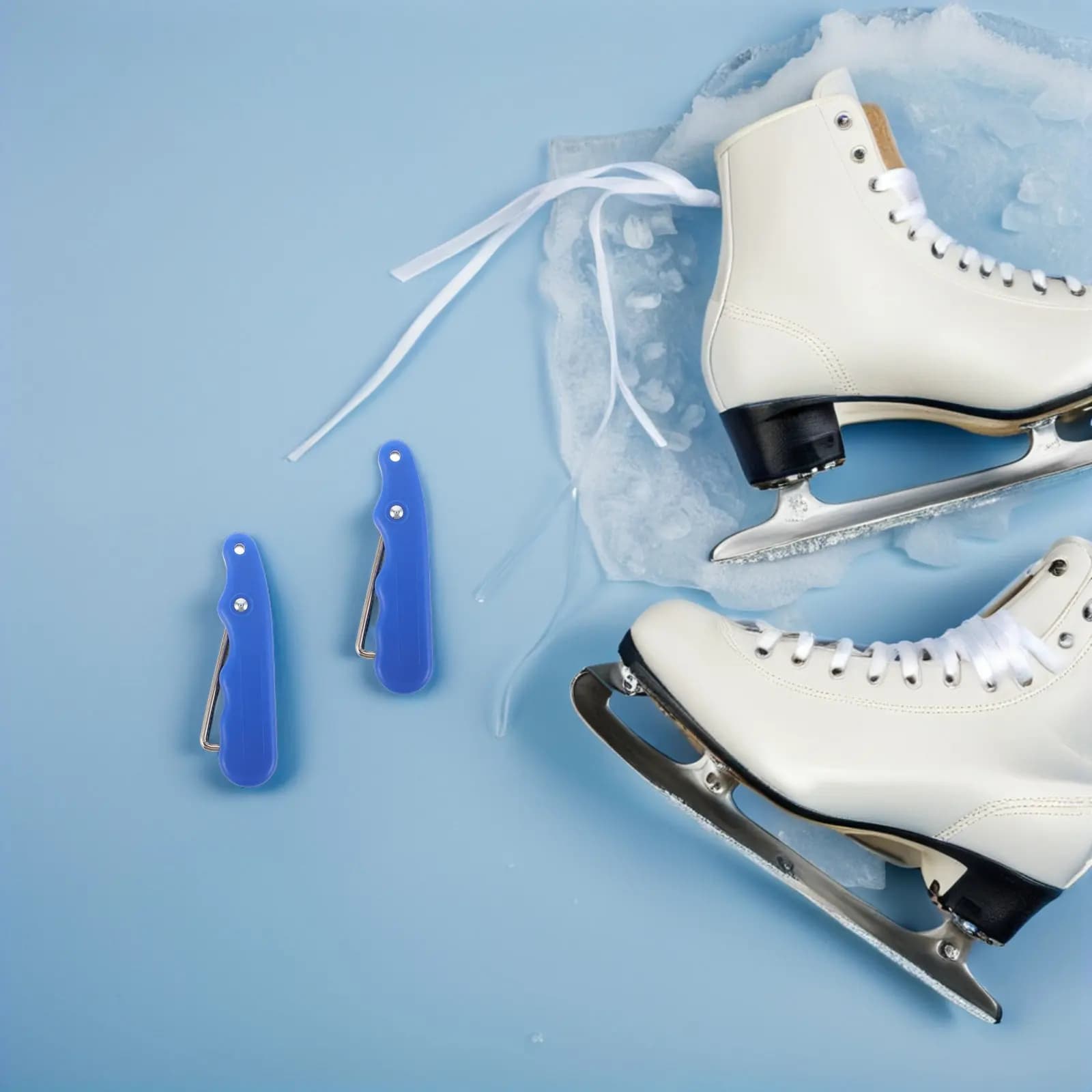 2Pcs Skate Lace Puller Ice Skating Accessories Foldable Anti-Slip Lace Tightener for Hockey Figure Roller Skates Stainless Tool