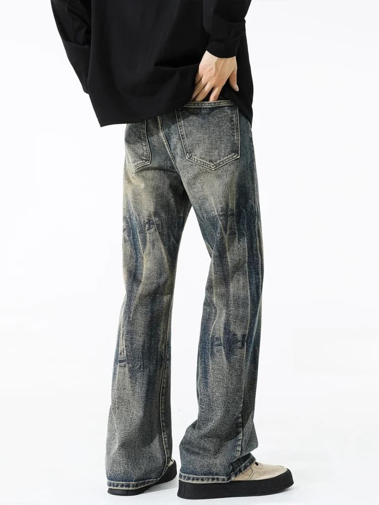 Jeans a Zampa d'Elefante da Uomo, Pantaloni a Gamba Dritta e Larga, Abbigliamento Casual Comodo per Primavera e Autunno