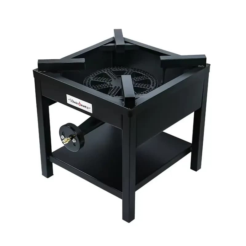 Heavy Duty Single Cast Iron LPG Gas Burner 2 Knob Control Boiling Stove for Catering Camping Outdoor Party Hotel Simple Table