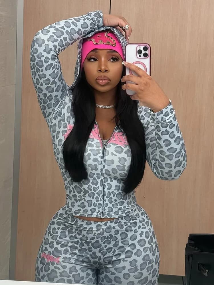 Gtpdpllt Sexy Letter Printting 2 Pieces Set for Woman Long Sleeves Zipper Hooded Crop Top And Pants Matching Female Streetwear