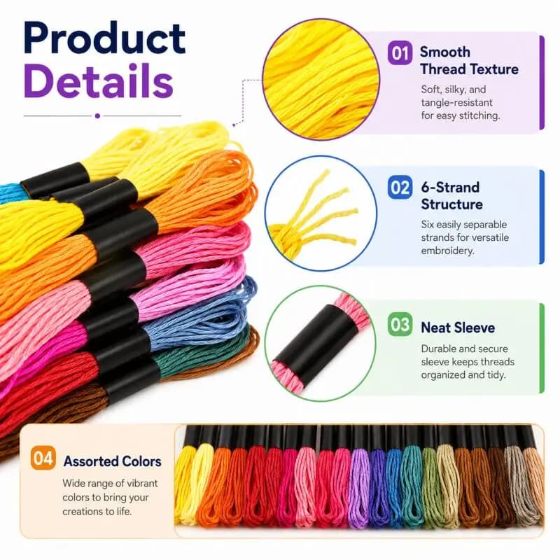 24/36/50/100colors Multicolor Embroidery Thread Cross Stitch Cotton Sewing Skeins Embroidery Thread Floss Kit DIY Sewing Tools