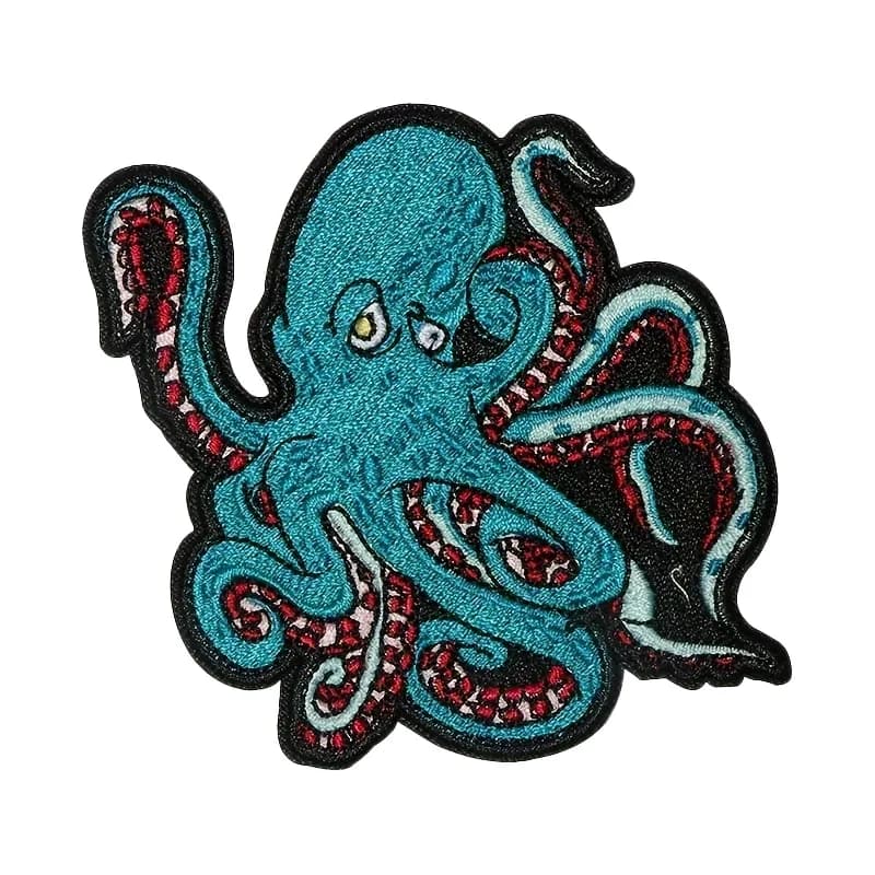 1 pz. Toppa Ricamata Polpo Animale Marino Termoadesiva/Cucibile, Applique Fai da Te per Abbigliamento, Distintivo per Giacche, Jeans, Zaini e Accessori