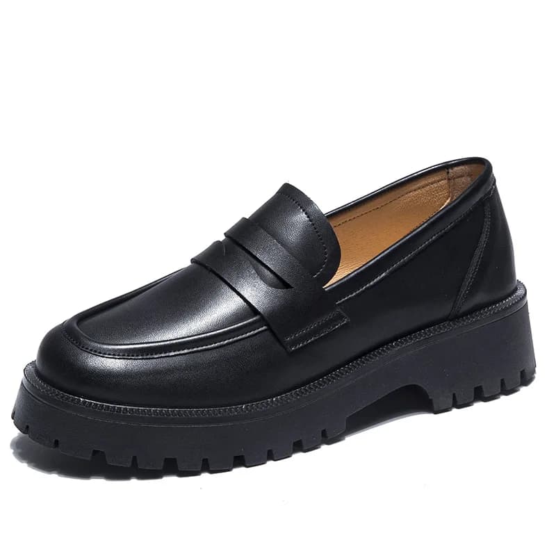 Size 34-48 Women's Shoes Genuine Leather Sneakers New Moccasins With Bottom Thick Women's Shoes For School Women's Horse Shoes