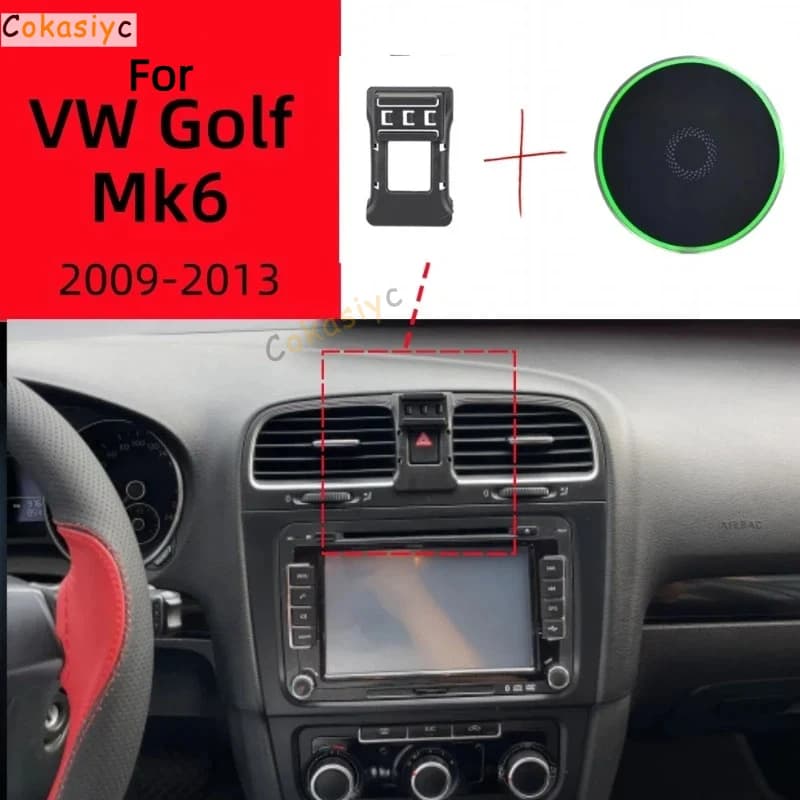 Magnetic Car Phone Holder For VW Golf Mk6 2009-2013 Wireless Charging Special Fixed Bracket Base MagSafe Mount Anti-Slip