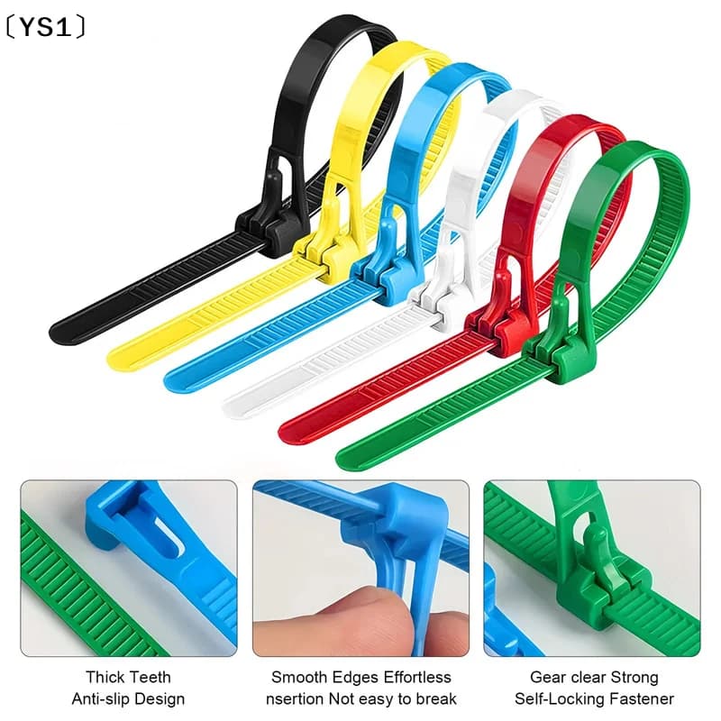 〔YS1〕200 Pezzi Fascette per Cavi Riutilizzabili in Nylon, Rimovibili e Riciclabili, Colori Misti