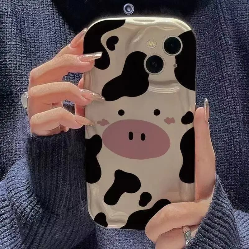 Custodia per telefono modello mucca timida per iPhone 17 16 15 14 11 12 13 Pro Max Plus XR XS Max 17 Air Cover posteriore morbida in silicone