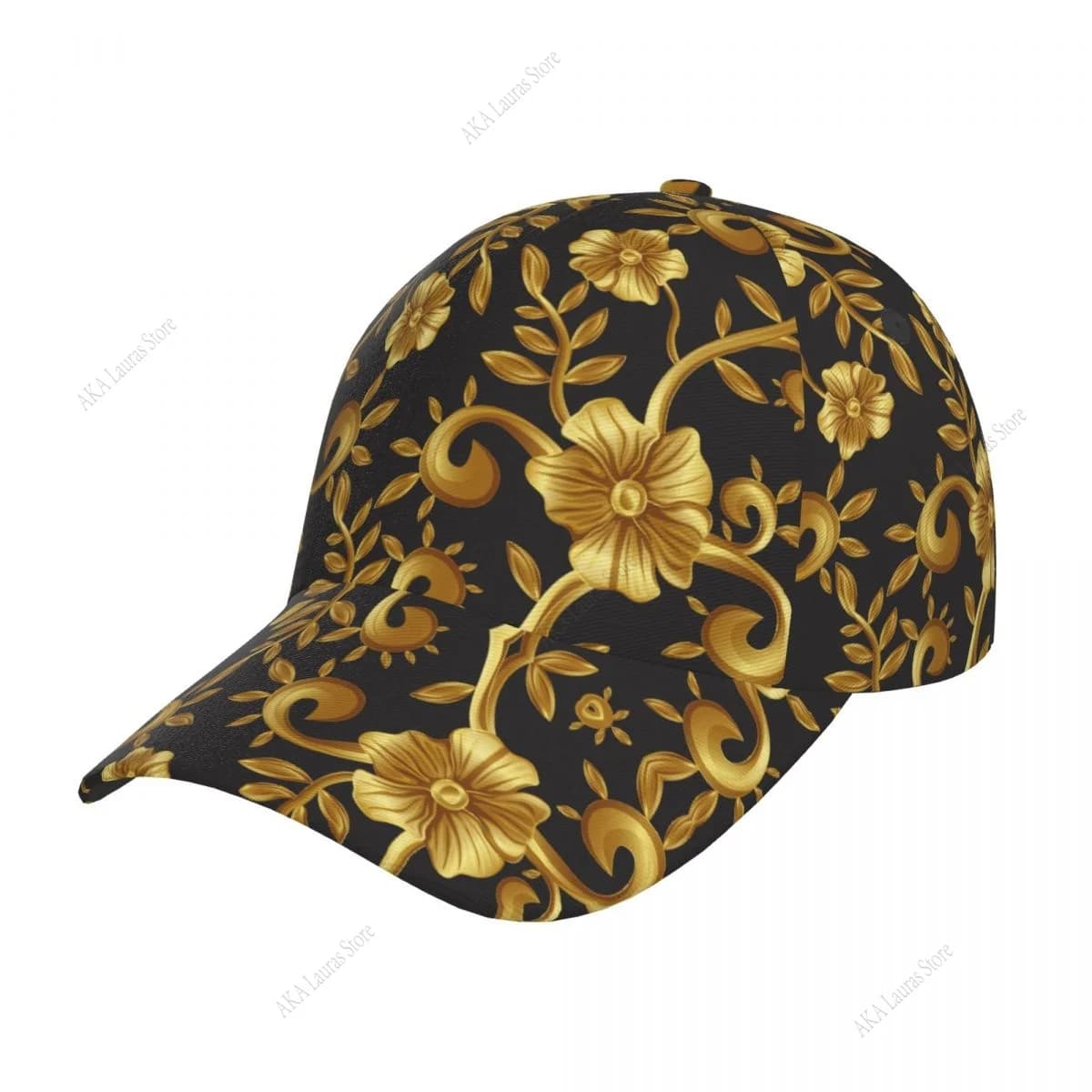Berretti da baseball semplici unisex barocchi floreali di lusso dorati Cappello casual regolabile per esterni Cappello per protezione solare