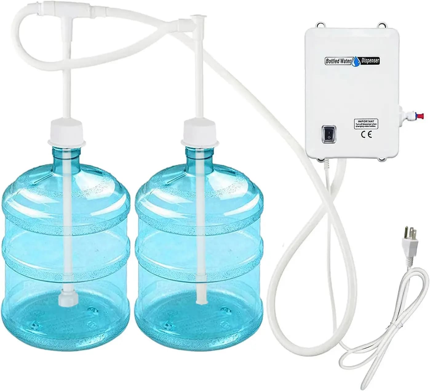 5 Gallon Water Bottle Pump Dispenser for Refrigerator Ice Maker Coffee Machine, Dual Inlet, 1 GPM, 40 PSI