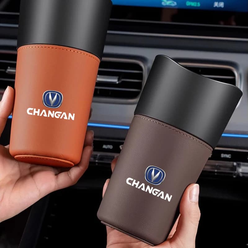 Leather Car Trash Can Waterproof Garbage Storage Cup Umbrella Holder Auto Interior Accessories With CHANGAN Logo Fit All CHANGAN