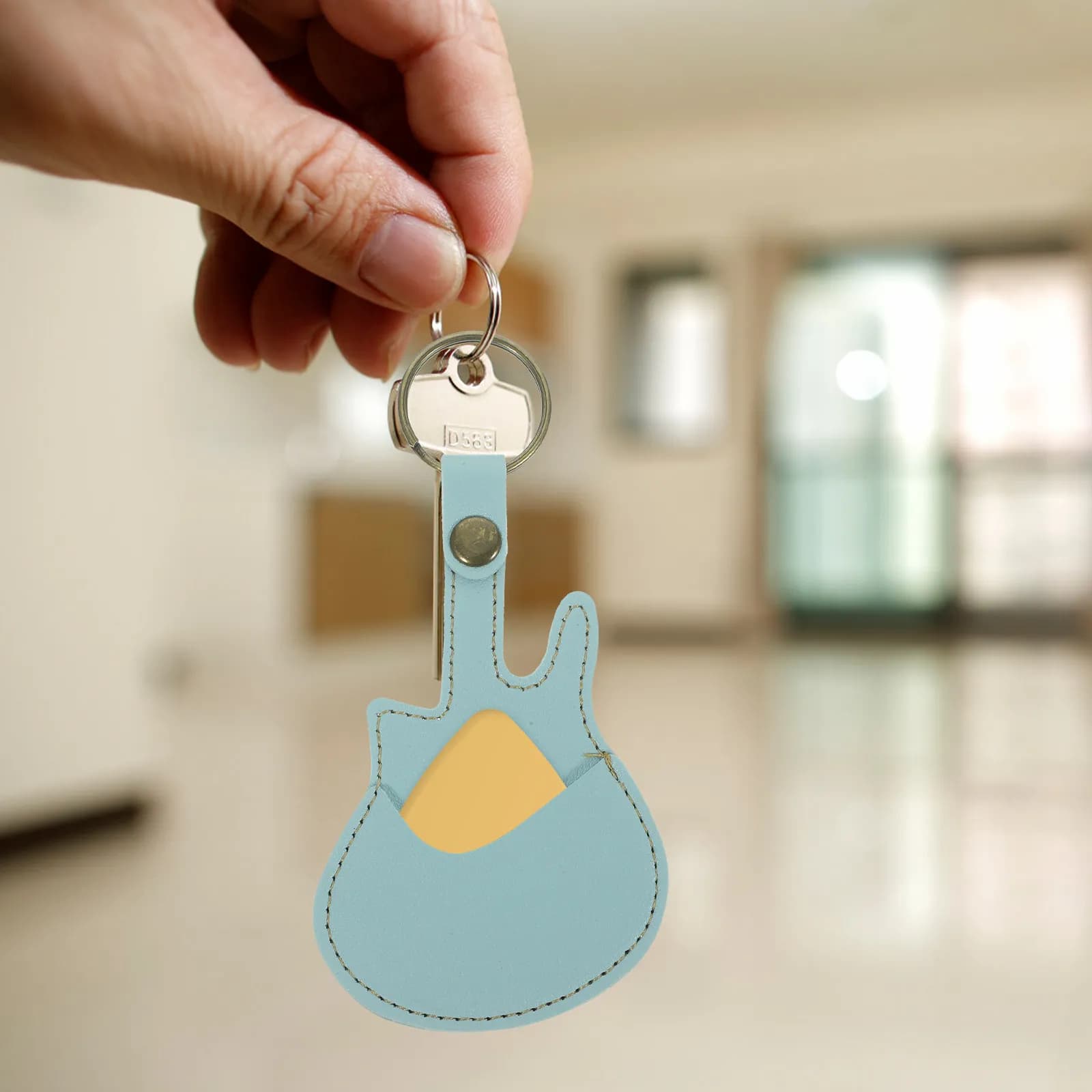 Porta plettri per chitarra con anello portachiavi in rame per chiavi o borsa per chitarra, mini custodia portatile per plettri