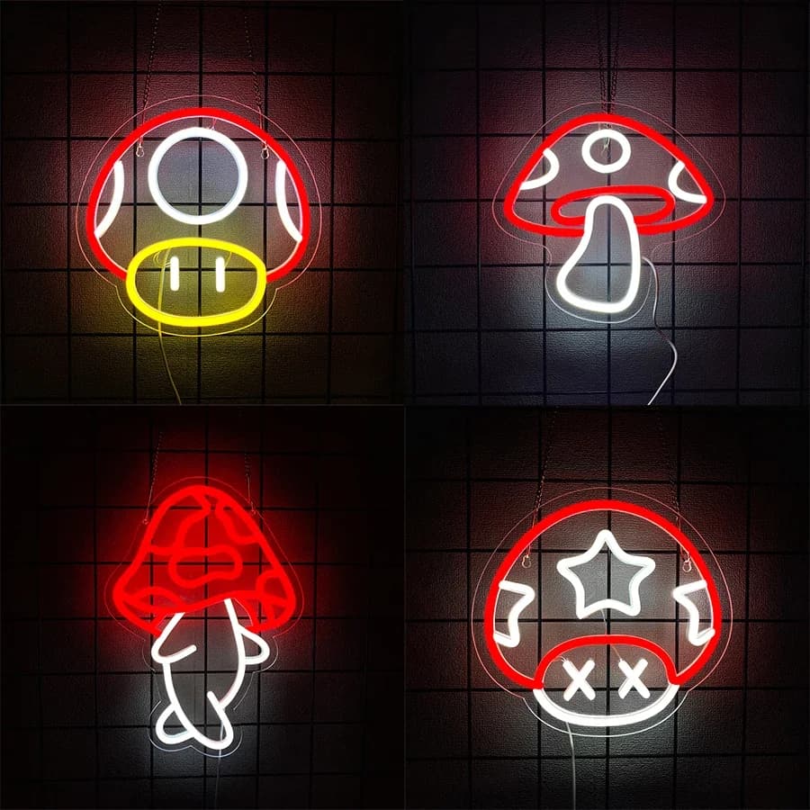 Luce al neon a LED per sala giochi, camera da letto, soggiorno, decorazioni per feste, bar, club, ufficio, decorazione da parete serie fungo per la stanza dell'uomo.