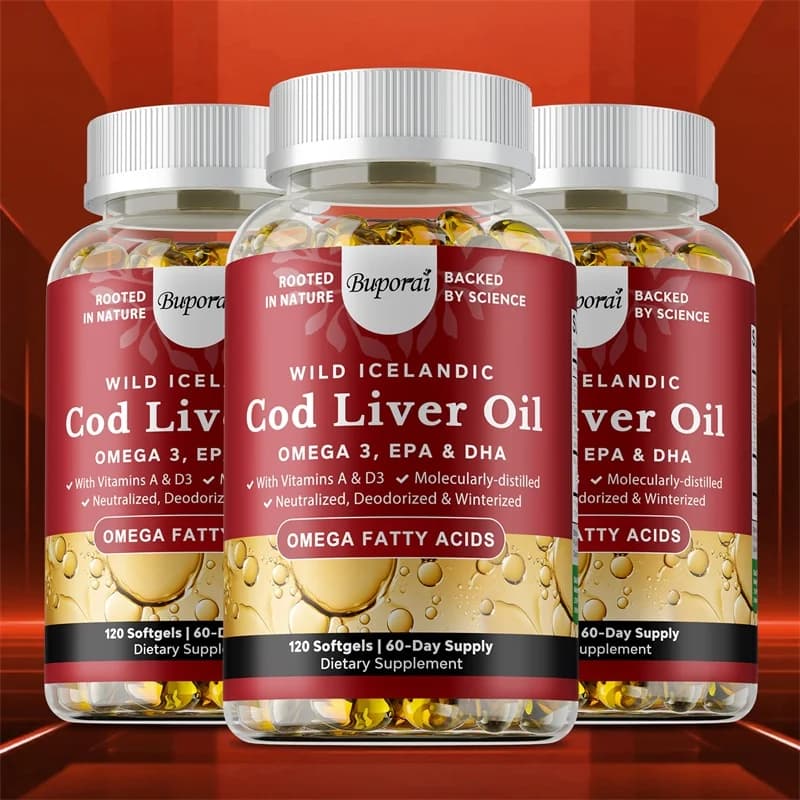 Olio di Fegato di Merluzzo con Vitamine A e D Integratore Alimentare in Capsule Molli per la Salute Immunitaria, Promuove la Salute di Ossa e Pelle, Supporto per la Vista