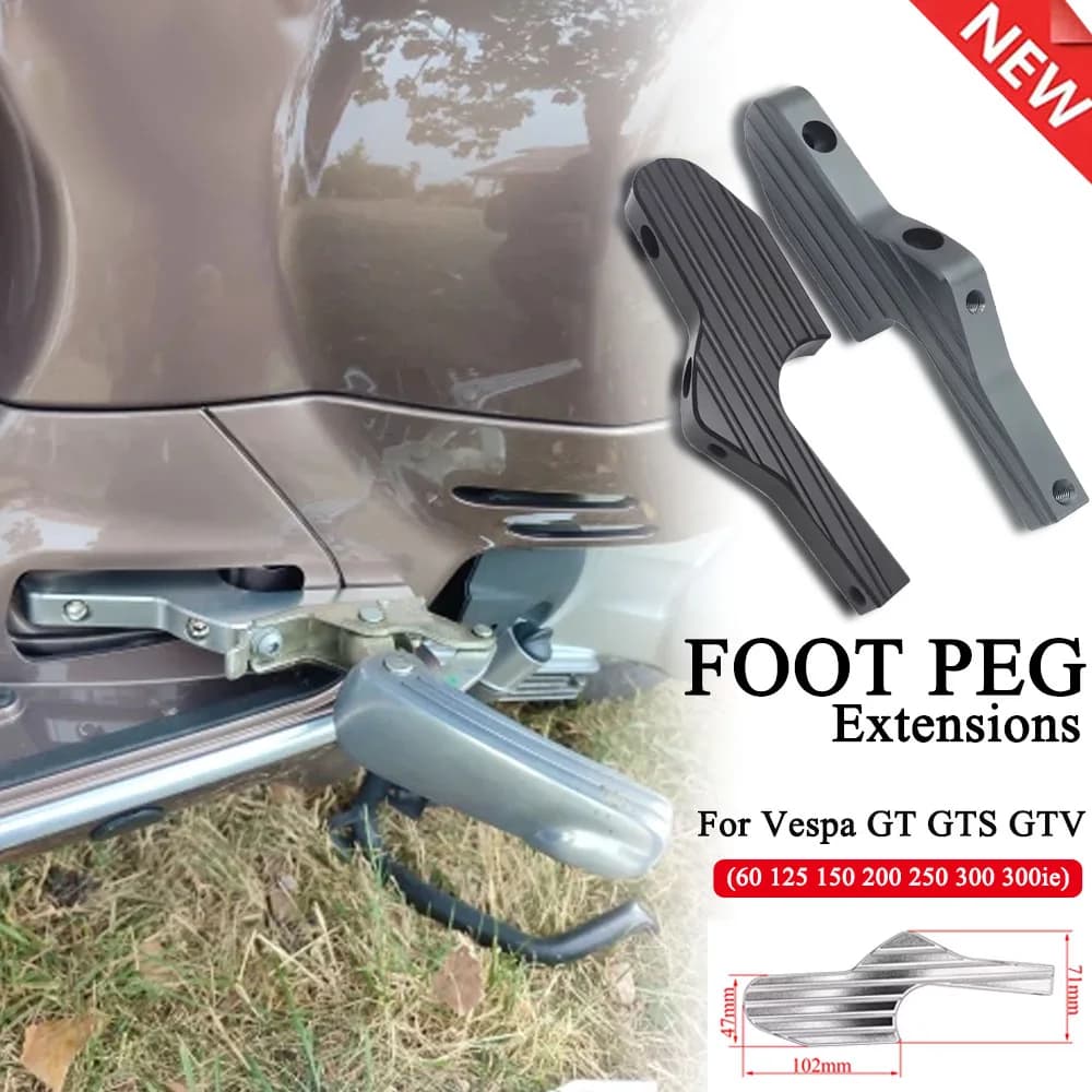 Parte del motociclo Passeggero Pedale Peg Estensioni Poggiapiedi Slider Esteso Pedana Per Vespa GT GTS GTV 60 125 150 200 250 300 300I