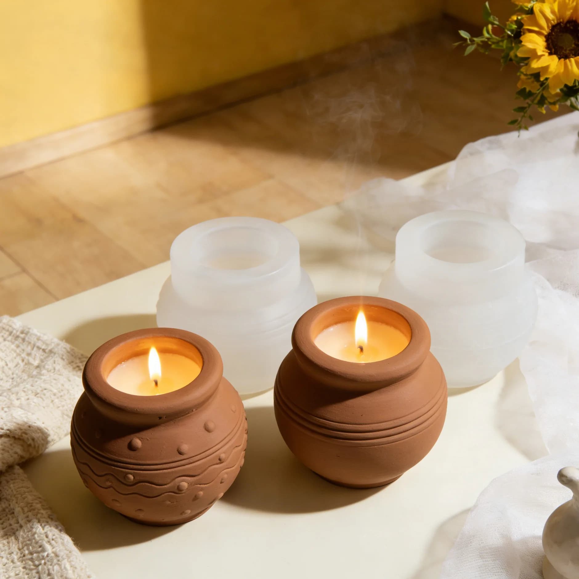Round Flowerpot Silicone Mold DIY Succulent Plant Vase Flower Pot Molds Plaster Resin Jewelry Storage Box Candle Cup Mould