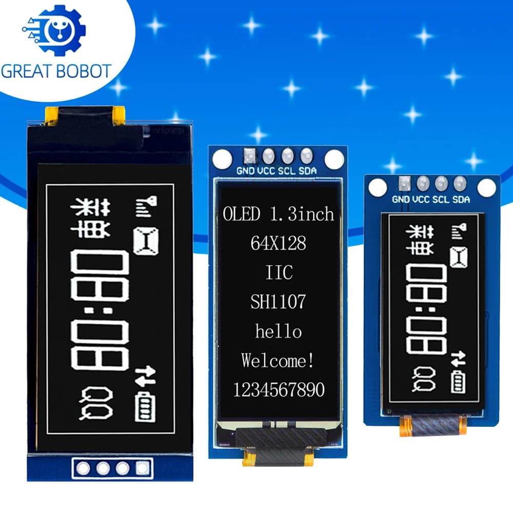 0.96/1.3/1.54 Inch SH1107 Vertical OLED Display Module 64x128 Vertical Screen for Arduino