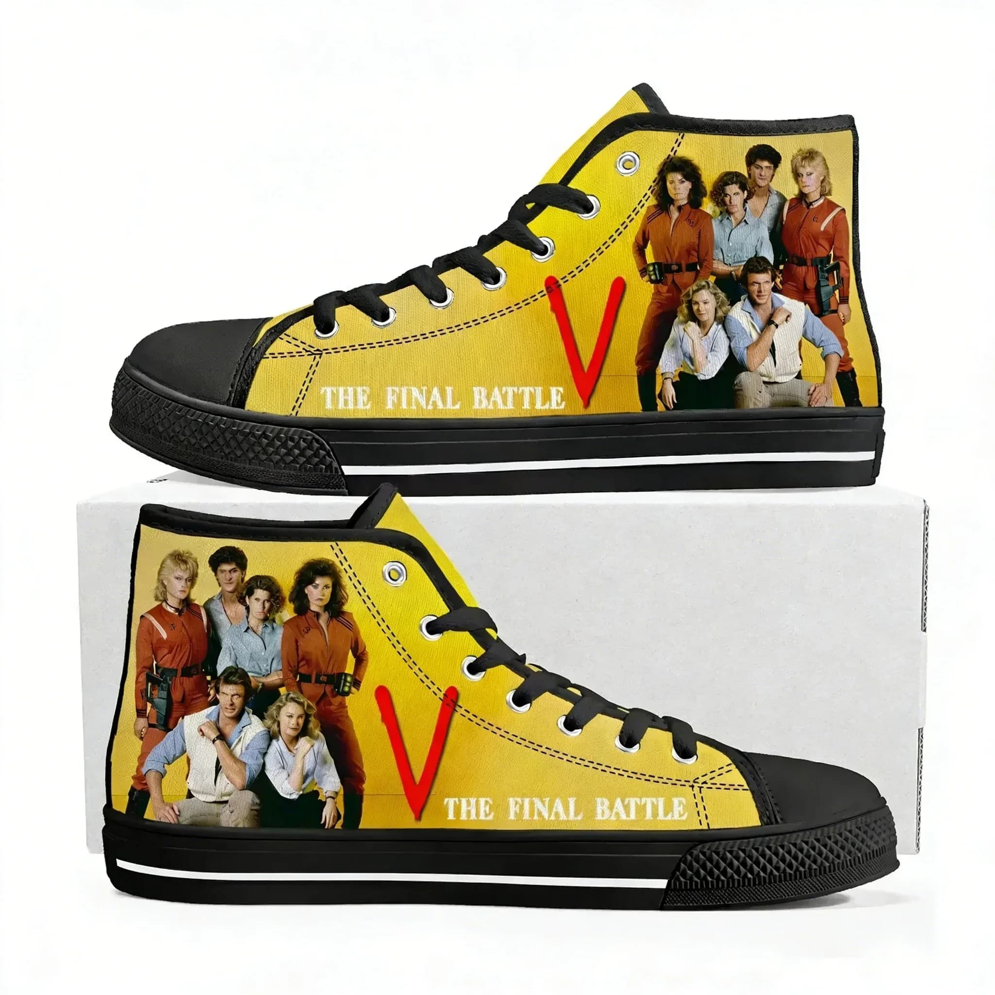 V 1984 TV Series High Top Sneakers Mens Womens Teenager High Quality Jane Badler Canvas Sneaker Couple Shoe Casual Custom Shoes