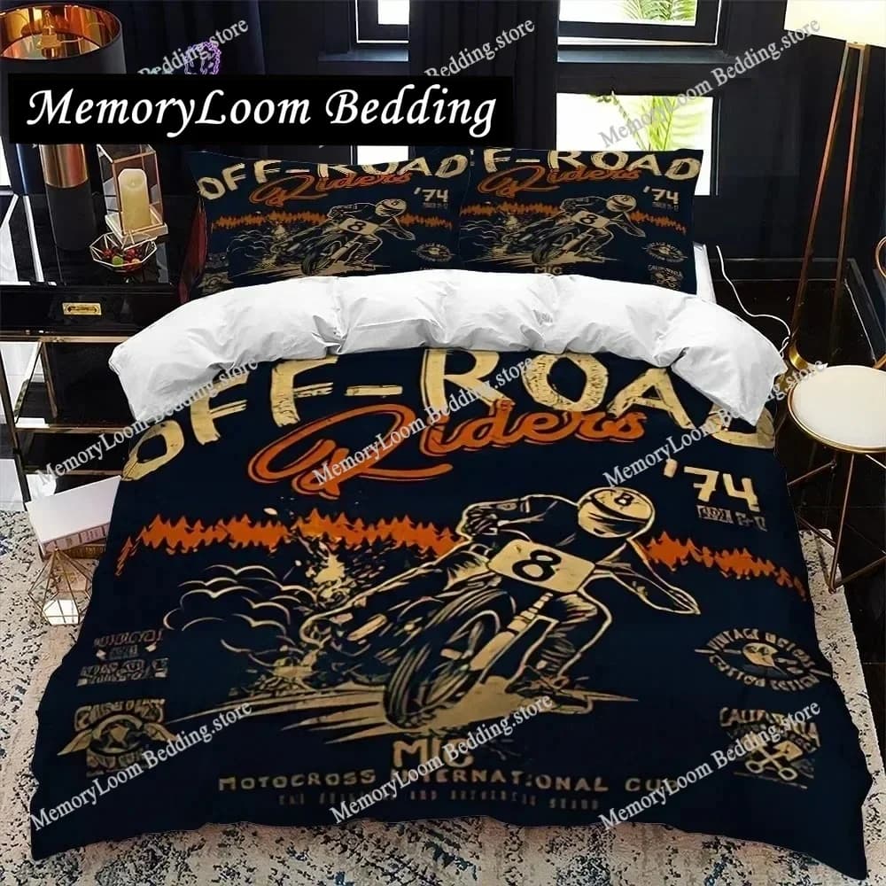 Motorcycle Rider 3D Print Bedding Set Single Twin Full Queen King Size Bed Set Adult Kid Bedroom Bedding Gift