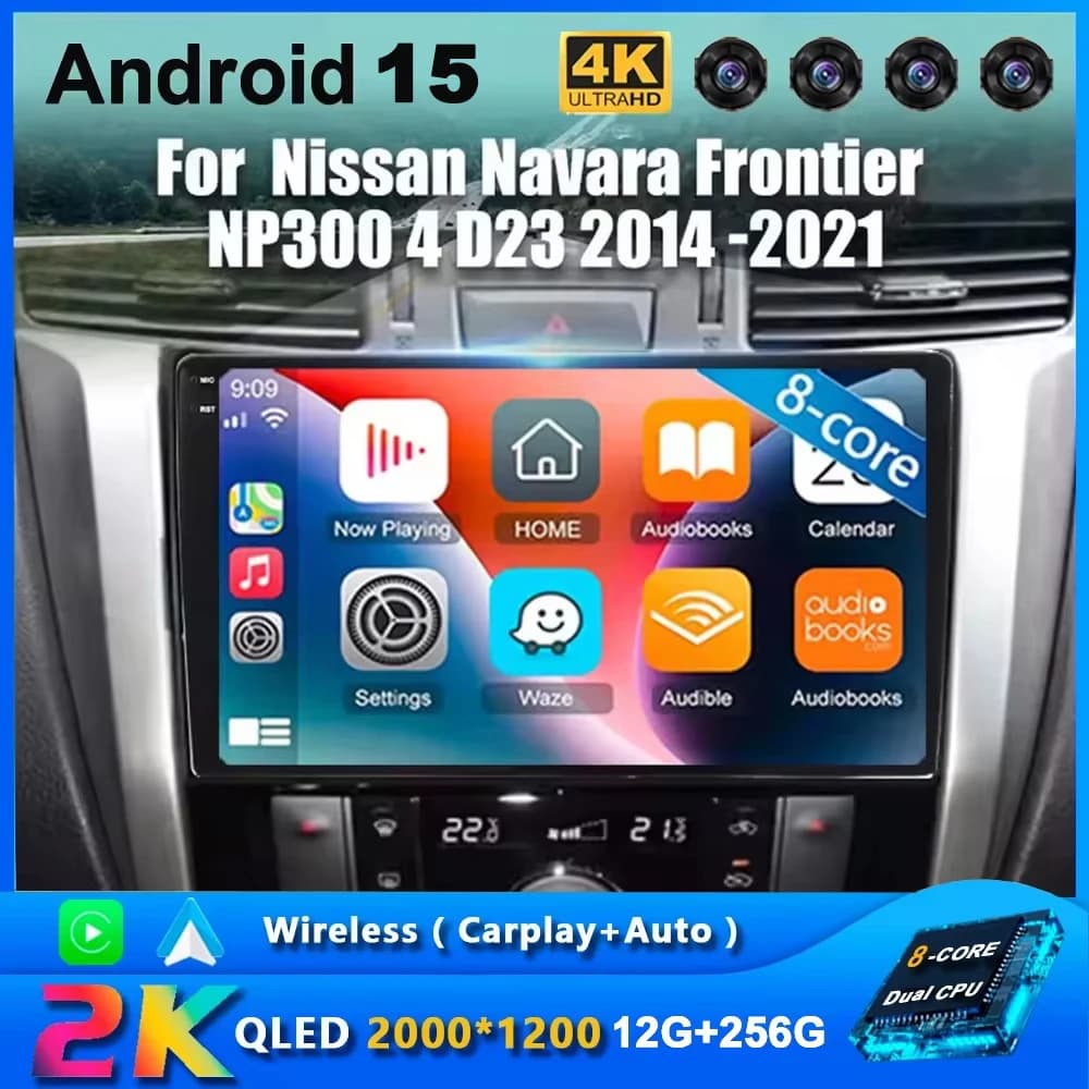 Autoradio Video Multimedia Navigation Auto Stereo For Nissan Navara Frontier NP300 4 D23 2014-2021 Android 15 Carplay 2Din