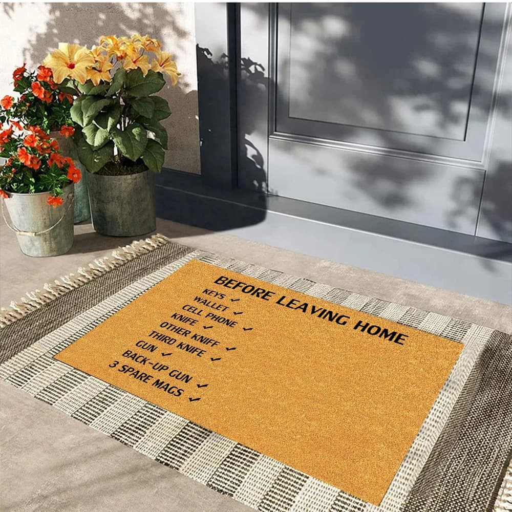 Prendi le tue chiavi Pistola prima di lasciare Zerbino Gomma Bagno Cucina Zerbino Giardino Porta del garage Tappetino Tappeto antiscivolo Tappeto d'ingresso