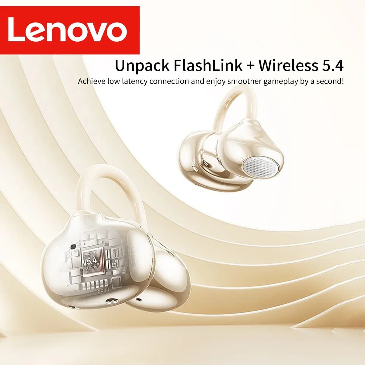 Lenovo XA390 Sport Clip-On Open Ear Bluetooth Earphones, ENC Noise Reduction, 360° Surround Stereo Sound 24 Hours Battery Life