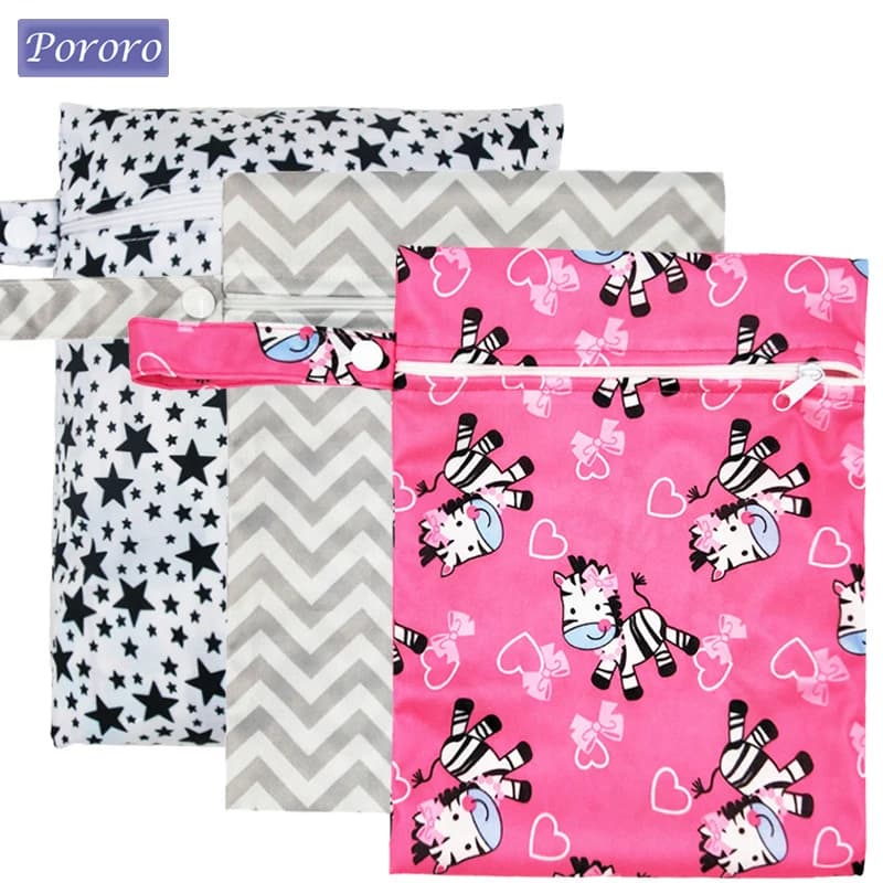 Borsa bagnata riutilizzabile impermeabile Organizzatori per pannolini tascabili stampati Borse da viaggio asciutte e bagnate Borsa per pannolini piccola 25x20 cm Borsa per vestiti bagnati Borsa per mamma