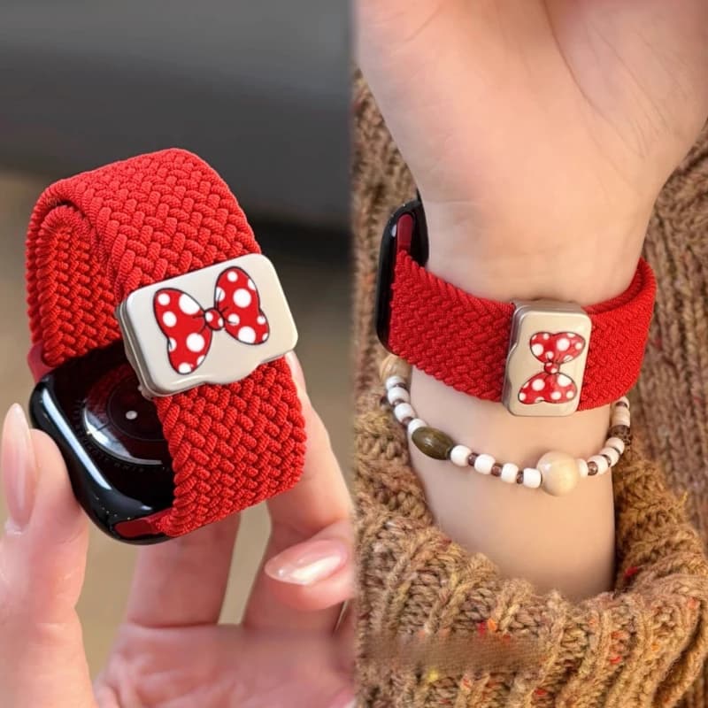 Bowknot cute cartoon magnetic strap for Apple Watch Ultra2 49mm 45mm 44 41 42 strap Correa for Iwatch series 10 9 SE 7 6